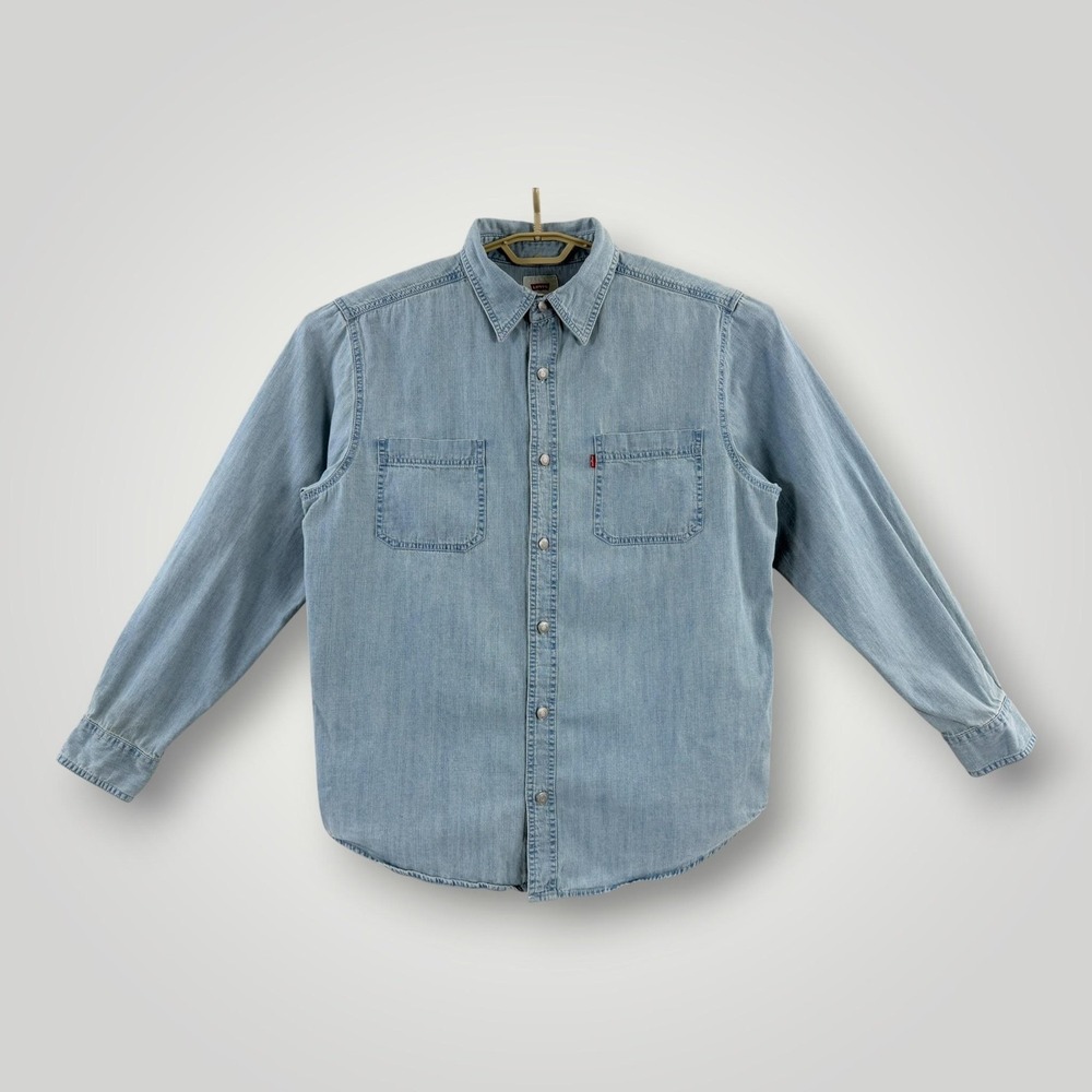 Levi's Denim Shirt Mens L Blue Cotton‎ Button Up Workwear Western Casual